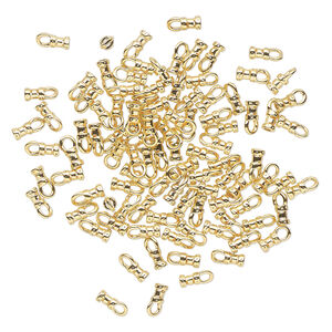 Crimp end 1pkg100 gold-plated, 4.5x3mm tube / loop / 1-1.5mm inside diameter, brass