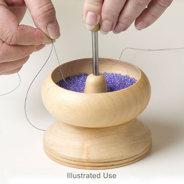 Tool, Speedy Stringer&trade; 1pkg1, beechwood, 5.75x4 inches overall, 4x1.375 inches bowl, includes "J" needle image number 1