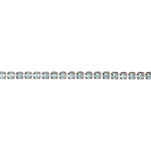 Cupchain, VINTAGE Crystal™, imitation rhodium plate brass and crystal, aquamarine, 2mm round. Sold per pkg of 1 meter.