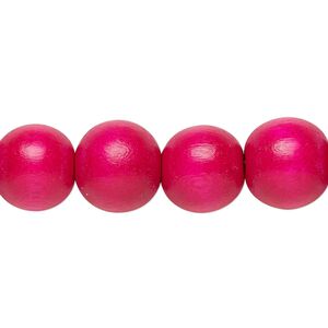 Bead, Taiwanese cheesewood (dyed / waxed), dark pink, 11-12mm round. Sold per pkg of (2) 15-1/2" to 16" strands.