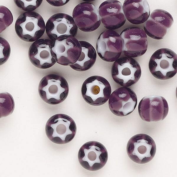 Seed bead, Preciosa Ornela Czech glass, pkg/200g, #32 cornelian star rocaille, opaque amethyst and white, (23708). image number 0
