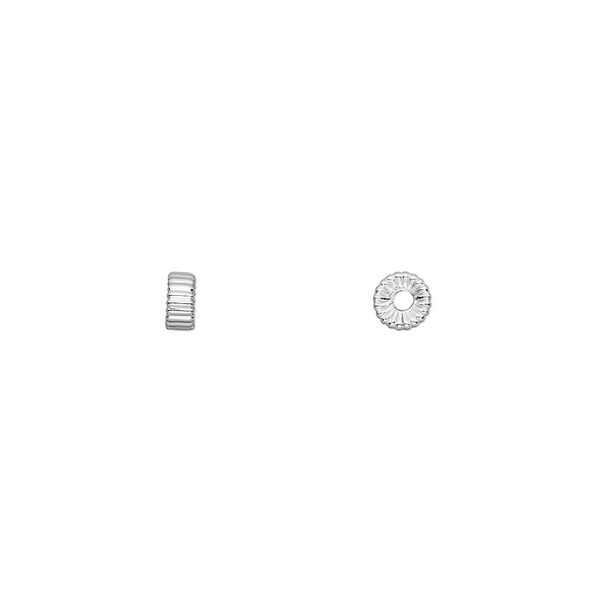 Bead, sterling silver, 4.5x2mm corrugated rondelle. Sold per pkg of 10. image number 0