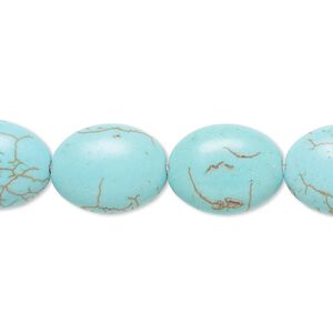Magnesite 1pkg1, puffed oval bead 15 inch 15x12mm-16x12mm