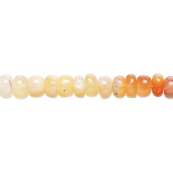 Bead, fire opal (natural), shaded, 6x3mm-7x5mm hand-cut rondelle with 0.4-1.4mm hole, B grade, Mohs hardness 5 to 6-1/2. Sold per 17-inch strand. image number 0