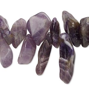 Banded amethyst 1pkg1, top-drilled nugget bead 15 inch large