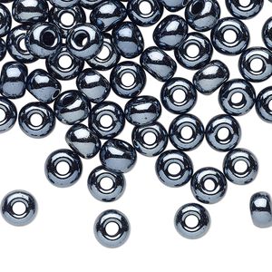 Seed bead, Preciosa Ornela Czech glass, pkg/500g, #2 rocaille, opaque hematite black, (49102).