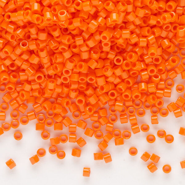 Seed bead, Delica®, glass, pkg/7.5g, #10 round, opaque orange (DBM-0722). image number 0