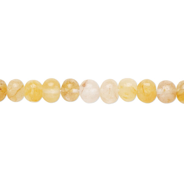 Bead, yellow iron quartz (natural), 5x3mm-6x5mm hand-cut rondelle, B- grade, Mohs hardness 7. Sold per 14-inch strand, approximately 90 beads. image number 0