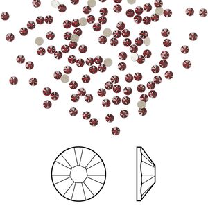 Flat back 1440pk Siam foil back, Swarovski® 1.7-1.9mm rose round SS5 2058