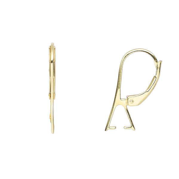 Ear wire, gold-finished sterling silver, 20mm leverback with ice-pick bail and 4.5mm grip length. Sold per pair. image number 0