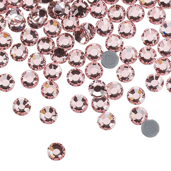 Flat back, Dance With Me™ crystal hotfix rhinestone, light rose, foil back, 4.6-4.8mm rose, SS20. Sold per pkg of 144 (1 gross). image number 0