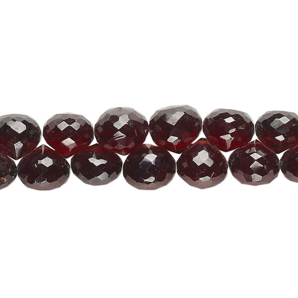 Garnet 1pkg1, hand-cut top-drilled faceted teardrop bead natural 8 inch 7-8mm image number 0