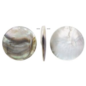 Focal, black lip shell (natural), 50mm flat round, Mohs hardness 3-1/2. Sold individually.