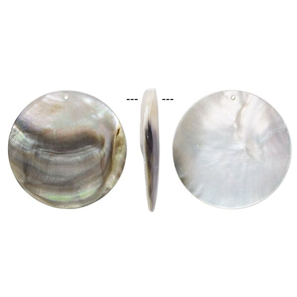 Focal, black lip shell (natural), 50mm flat round, Mohs hardness 3-1/2. Sold individually. image number 0
