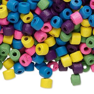 Bead mix, painted wood, mixed colors, 5x4mm heishi. Sold per 90-gram pkg.