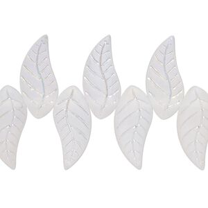 Bead, glass, translucent matte clear AB, 18x8mm top-drilled curved leaf. Sold per 8" strand.