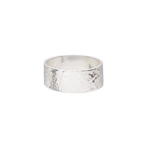 Ring, sterling silver, 8.5mm wide with hammered design, size 9. Sold individually.