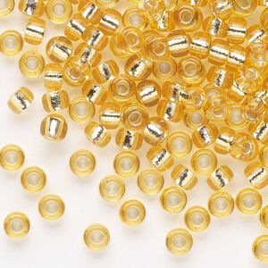 Seed bead, Miyuki, glass, pkg/25g, #6 rocaille, transparent silver-lined light topaz, (RR-132S).