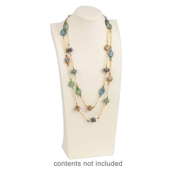 Display, necklace, leatherette, cream, 21 x 9-1/2 x 5 inches. Sold individually. image number 1