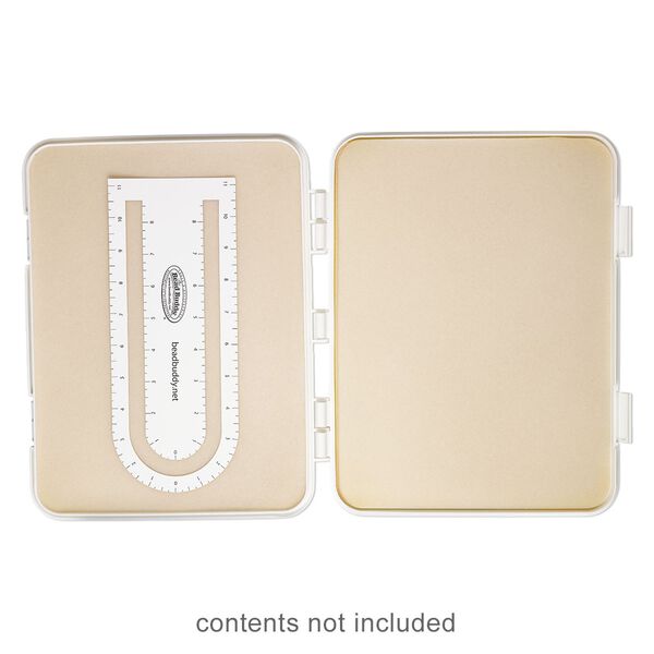 Organizer, The Bead Buddy® The Perfect Bead Mat® Design Save 'n Go! Junior®, plastic / paper / foam, white / tan / black, 12 x 9 x 3/4 inches with bead tray. Sold individually. image number 0