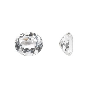 White topaz 1pkg1, hand-cut faceted oval gem natural 12x10mm