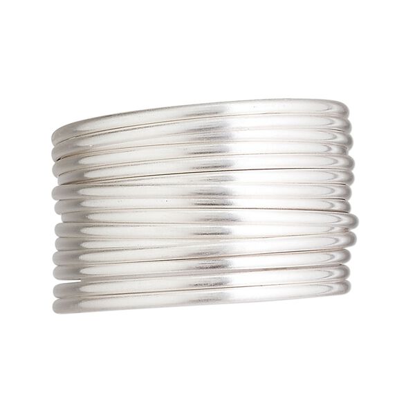 Wire, sterling silver, full-hard, half-round, 14 gauge. Sold per pkg of 5 feet. image number 0