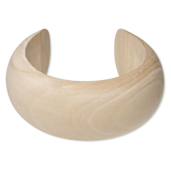 Bracelet, cuff, wood (natural), tan, 36mm wide sanded rounded band, 8 inches. Sold individually. image number 0