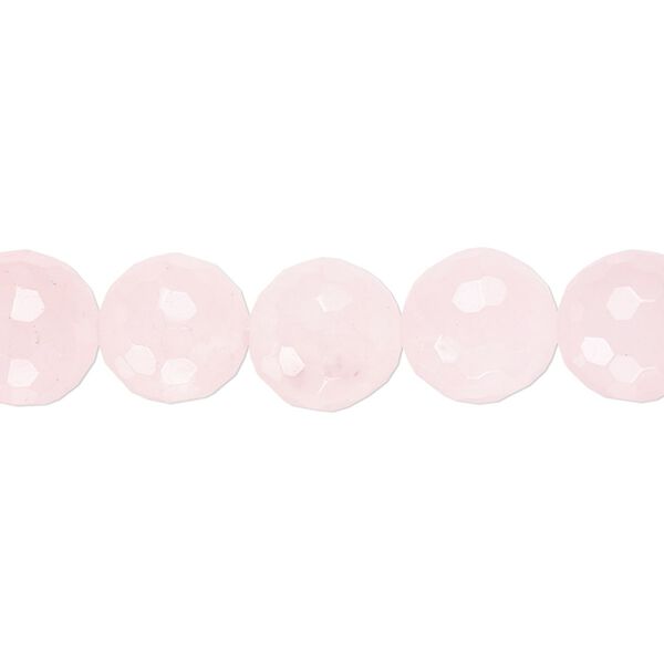 Rose quartz 1pkg1, tumbled faceted round bead natural 15.5-16 inch 10mm image number 0