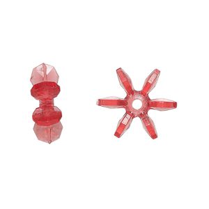Bead, acrylic, transparent red. 14x5mm paddle wheel. Sold per pkg of 500.