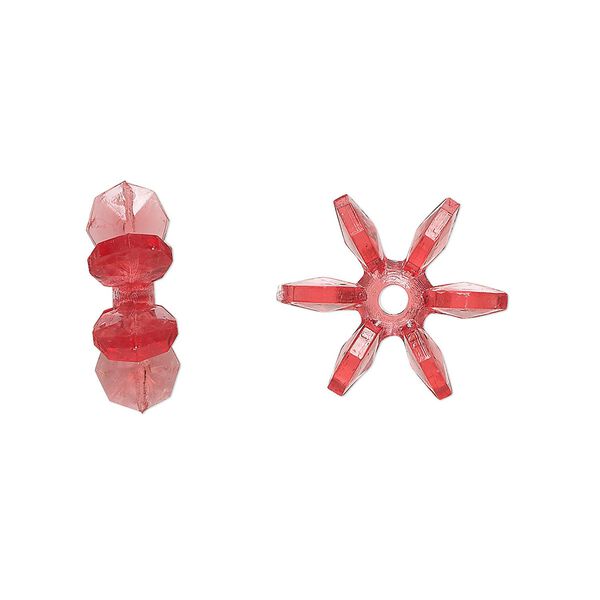 Bead, acrylic, transparent red. 14x5mm paddle wheel. Sold per pkg of 500. image number 0