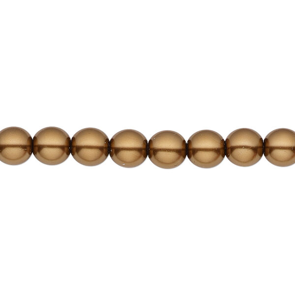 Bead, Czech pearl-coated glass druk, opaque sienna brown, 6mm round. Sold per 15-1/2" to 16" strand. image number 0