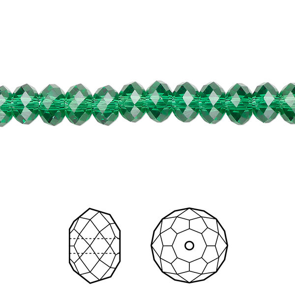 Bead 144pk majestic green, Crystal Passions® 6x4mm rondelle 5040 image number 0