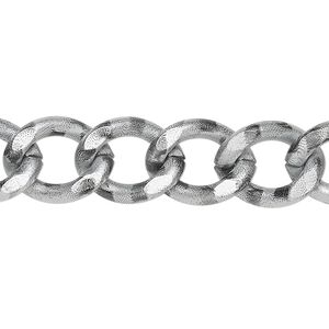 Chain 1pkg1 curb, 13mm, aluminum / silver & black 24 inch