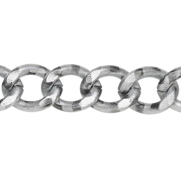 Chain, aluminum, silver and black, 13mm curb. Sold per pkg of 24 inches. image number 0