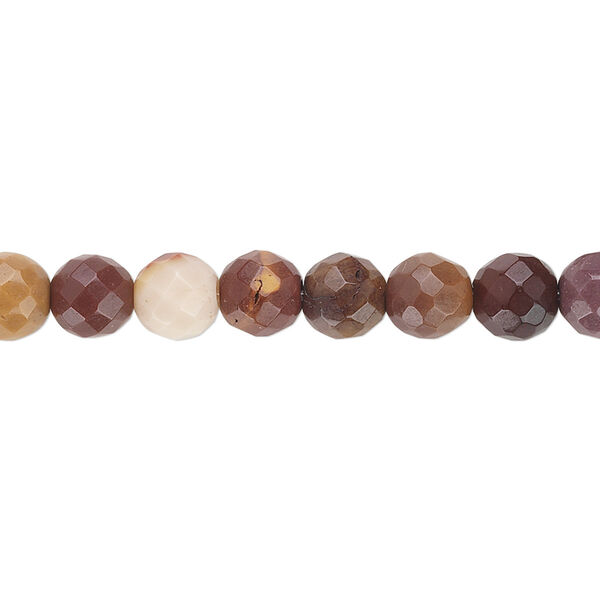 Bead, moukaite jasper (natural), 6mm faceted round, B grade, Mohs hardness 6-1/2 to 7. Sold per 15-1/2" to 16" strand. image number 0