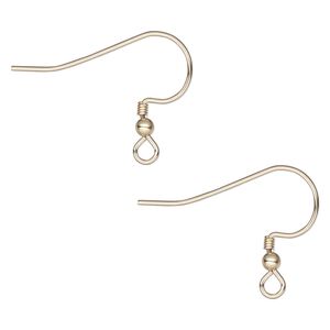 Ear wire fishhook 1pkg10 14Kt gold-filled, 18mm / 2.3mm ball / 2mm coil / open loop, 22 gauge 5 pair