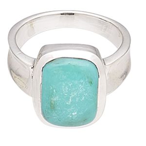 Ring, turquoise (stabilized) and sterling silver, 14x10mm rectangle, size 7-8. Sold individually.