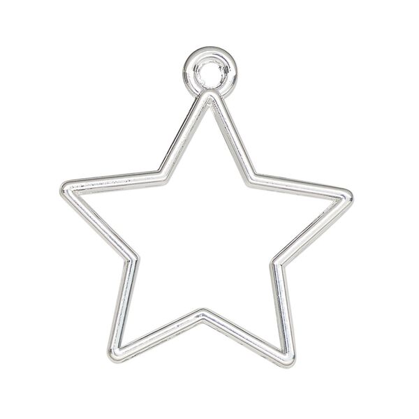 Component, resin frame, silver-finished "pewter" (zinc-based alloy), 31x29mm open star. Sold per pkg of 2. image number 0