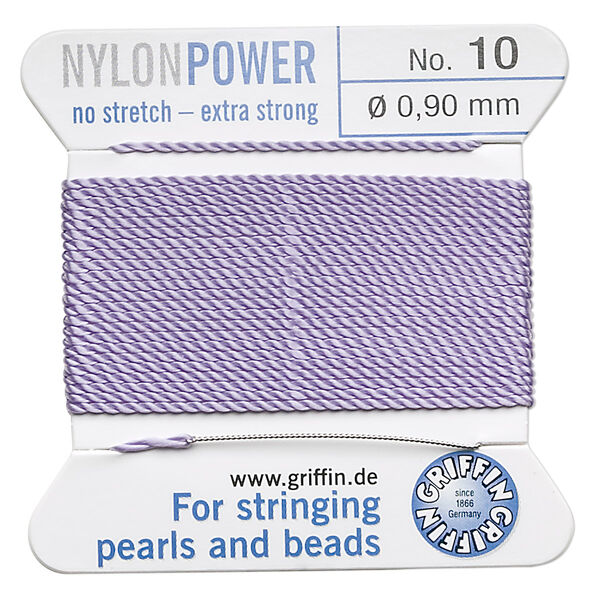 Thread, Griffin, nylon, lilac, size #10. Sold per 2-meter card (approximately 78 inches). image number 0
