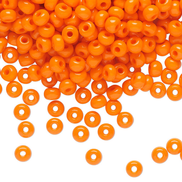Seed bead, Preciosa Ornela Czech glass, pkg/50g, #6 rocaille, opaque dark orange, (93140). image number 0