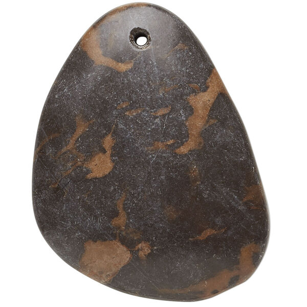 Focal, portoro marble (natural), 41x33mm-45x36mm puffed freeform with flat back, C grade, Mohs hardness 3. Sold individually. image number 0