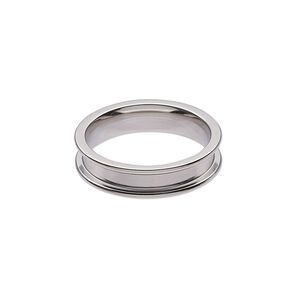 Ring, stainless steel, 5mm wide band with 2.9mm wide channel, size 7. Sold individually.