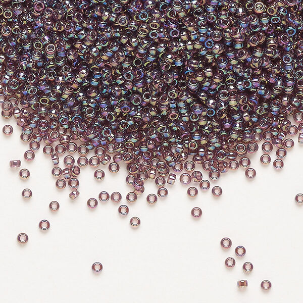 Seed bead, Miyuki, glass, pkg/250g, #15 rocaille, translucent rainbow dark smoky amethyst (RR-294). image number 0