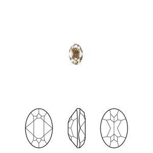 Fancy stone 4pk crystal golden shadow foil back, Crystal Passions® 6x4mm oval 4120