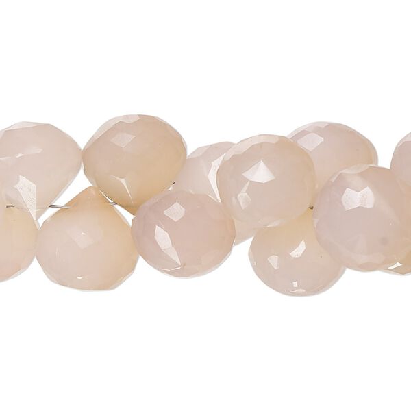 Peach chalcedony 1pkg1, hand-cut top-drilled faceted teardrop bead 8 inch 8-9mm image number 0