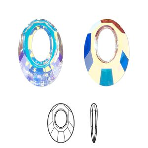 Drop 1pk crystal AB, Crystal Passions® 20x13.5mm pendant helios 6040