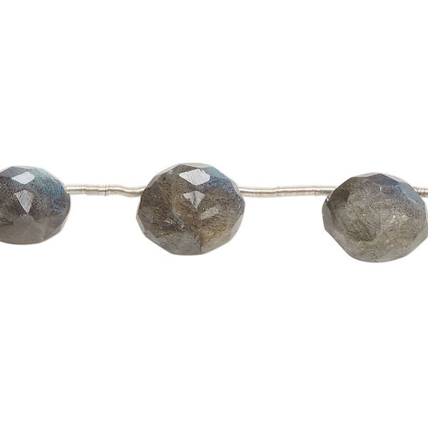 Labradorite 1pkg10, hand-cut top-drilled faceted teardrop bead natural 9x5mm-13x9mm image number 0
