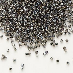 Seed bead, Delica®, glass, pkg/50g, #11 round, opaque metallic iris steel (DB-0026).
