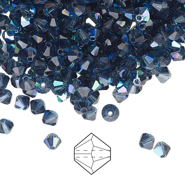 Bead 48pk Montana AB, Preciosa Czech crystal 4mm bicone image number 0