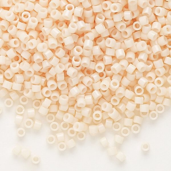 Seed bead, Delica®, glass, pkg/7.5g, #11 round, opaque glass enamel light peach (DB-1492). image number 0